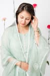 Anushka Repswal - Sewing Love_Green Kurta Malai Chanderi Embroidered Zari U Neck Set  _Online_at_Aza_Fashions