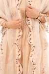 Buy_Anushka Repswal - Sewing Love_Beige Kurta Malai Chanderi Embroidered Thread And Bead Work Round Set  _Online_at_Aza_Fashions