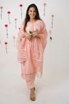 Shop_Anushka Repswal - Sewing Love_Pink Kurta Malai Chanderi Embroidered Pintucks Round Set  _at_Aza_Fashions