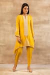 Sana Barreja_Yellow Georgette Round Embroidered Kurta And Dhoti Pant Set  _Online_at_Aza_Fashions