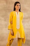 Buy_Sana Barreja_Yellow Georgette Round Embroidered Kurta And Dhoti Pant Set  _Online_at_Aza_Fashions