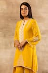 Shop_Sana Barreja_Yellow Georgette Round Embroidered Kurta And Dhoti Pant Set  _Online_at_Aza_Fashions