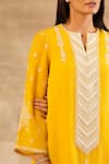 Sana Barreja_Yellow Georgette Round Embroidered Kurta And Dhoti Pant Set  _at_Aza_Fashions