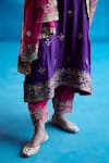 Shop_Angad Singh_Purple Kurta- Silk Embroidery Kasab Scoop Neck Salwar Set _at_Aza_Fashions