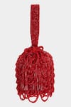 Aanchal Sayal_Red Embellished Velvet Bucket Bag_Online_at_Aza_Fashions