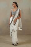 Buy_Sureena Chowdhri_White Silk Chanderi Embroidered Thread Work Round Saree With Blouse For Women_at_Aza_Fashions