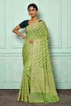 Buy_Nazaakat by Samara Singh_Green Banarasi Georgette Woven Floral Saree_at_Aza_Fashions