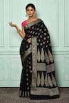 Buy_Nazaakat by Samara Singh_Black Banarasi Silk Woven Floral Saree_at_Aza_Fashions