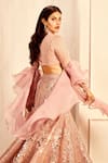 Shop_Asra_Pink Organza Embroidered Foil Turtle Neck Collar Lehenga Set _at_Aza_Fashions