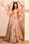 Asra_Pink Organza Embroidered Foil Turtle Neck Collar Lehenga Set _Online_at_Aza_Fashions