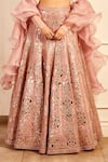 Buy_Asra_Pink Organza Embroidered Foil Turtle Neck Collar Lehenga Set _Online_at_Aza_Fashions