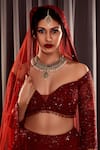 Asra_Red Net Embroidered Aari Sweetheart Neck Bridal Lehenga Set _Online_at_Aza_Fashions