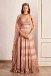 Buy_Asra_Pink Net Embroidered Aari Sweetheart Neck Bridal Lehenga Set _at_Aza_Fashions