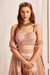 Buy_Asra_Pink Net Embroidered Aari Sweetheart Neck Bridal Lehenga Set _Online_at_Aza_Fashions