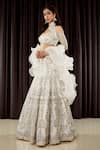 Asra_White Organza Foil High Neck Embroidered Lehenga Set _Online_at_Aza_Fashions