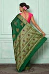 Shop_Nazaakat by Samara Singh_Green Banarasi Georgette Woven Floral Saree_at_Aza_Fashions