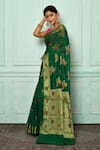 Nazaakat by Samara Singh_Green Banarasi Georgette Woven Floral Saree_Online_at_Aza_Fashions
