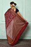 Shop_Nazaakat by Samara Singh_Brown Banarasi Silk Woven Floral Saree_at_Aza_Fashions