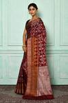 Nazaakat by Samara Singh_Brown Banarasi Silk Woven Floral Saree_Online_at_Aza_Fashions