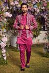 Buy_Asra_Pink Raw Silk Embroidered Sequins Floral Sherwani Kurta Set _at_Aza_Fashions