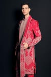 Buy_Asra_Pink Raw Silk Embroidered Sequins Sherwani Kurta Set _Online_at_Aza_Fashions