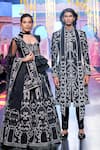 Buy_Asra_Black Raw Silk Embroidered Sequins Bead Sherwani Kurta Set _at_Aza_Fashions