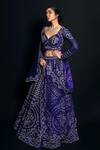 Shop_Asra_Blue Raw Silk Bead Work, Gota Work, Sequins Leaf Embroidered Bridal Lehenga Set _Online_at_Aza_Fashions
