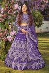 Buy Asra Purple Raw Silk Bead Work, Sequins High Floral Embroidered Bridal Lehenga Set at Aza Fashions Buy_Asra_Purple Raw Silk Bead Work, Sequins High Floral Embroidered Bridal Lehenga Set _at_Aza_Fashions