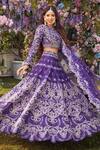 Shop Asra Purple Raw Silk Bead Work, Sequins High Floral Embroidered Bridal Lehenga Set at Aza Fashions Shop_Asra_Purple Raw Silk Bead Work, Sequins High Floral Embroidered Bridal Lehenga Set _at_Aza_Fashions