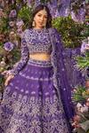 Buy Asra Purple Raw Silk Bead Work, Sequins High Floral Embroidered Bridal Lehenga Set Online at Aza Fashions Buy_Asra_Purple Raw Silk Bead Work, Sequins High Floral Embroidered Bridal Lehenga Set _Online_at_Aza_Fashions