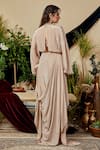 Shop_Asra_Beige Italian Crepe Round Draped Gown _at_Aza_Fashions