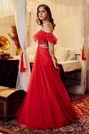 Shop_Asra_Red Net Embellished Round Ruffle Gown _at_Aza_Fashions
