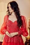 Buy_Asra_Red Net Embellished Sweetheart Neck Peplum Gown _Online_at_Aza_Fashions