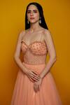 Asra_Peach Net Embellished Sweetheart Neck Gown_at_Aza_Fashions