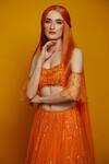 Asra_Orange Net Embellished Lehenga Set_at_Aza_Fashions