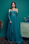 Buy_Asra_Green Net And Georgette Embellished Sweetheart Neck Gown _at_Aza_Fashions