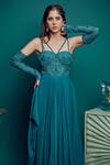 Buy_Asra_Green Net And Georgette Embellished Sweetheart Neck Gown _Online_at_Aza_Fashions