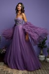 Buy_Asra_Purple Net Embroidered One Shoulder CorSet off Gown _at_Aza_Fashions