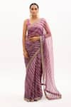 Buy_Aarti Sethia Studio_Purple Pure Kota Tussar Silk Leheriya Saree With Blouse _Online_at_Aza_Fashions