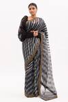 Buy_Aarti Sethia Studio_Black Pure Kota Tussar Silk Leheriya Saree With Blouse_Online_at_Aza_Fashions