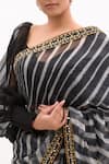 Aarti Sethia Studio_Black Pure Kota Tussar Silk Leheriya Saree With Blouse_at_Aza_Fashions