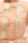 Aarti Sethia_Peach Pure Silk Organza Embroidery Crew Neck Gota Saree With Blouse _at_Aza_Fashions