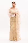 Shop_Aarti Sethia Studio_White Cotton Gota Embroidered Saree With Blouse_Online_at_Aza_Fashions