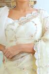 Aarti Sethia Studio_White Cotton Gota Embroidered Saree With Blouse_at_Aza_Fashions