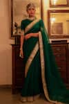 Buy_Aarti Sethia Studio_Green Pure Silk Organza Embroidery Round Gota Patti Saree With Blouse _at_Aza_Fashions