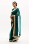 Aarti Sethia Studio_Green Pure Silk Organza Embroidery Round Gota Patti Saree With Blouse _Online_at_Aza_Fashions