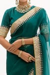 Aarti Sethia Studio_Green Pure Silk Organza Embroidery Round Gota Patti Saree With Blouse _at_Aza_Fashions