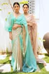 Buy_Aarti Sethia Studio_Beige Cotton Leheriya Saree With Blouse_Online_at_Aza_Fashions