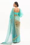 Shop_Aarti Sethia Studio_Blue Pure Kota Tussar Silk Embroidery Leheriya Saree With Blouse _at_Aza_Fashions