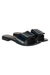 Buy_Aanchal Sayal_Black Textured Patent Sliders_at_Aza_Fashions